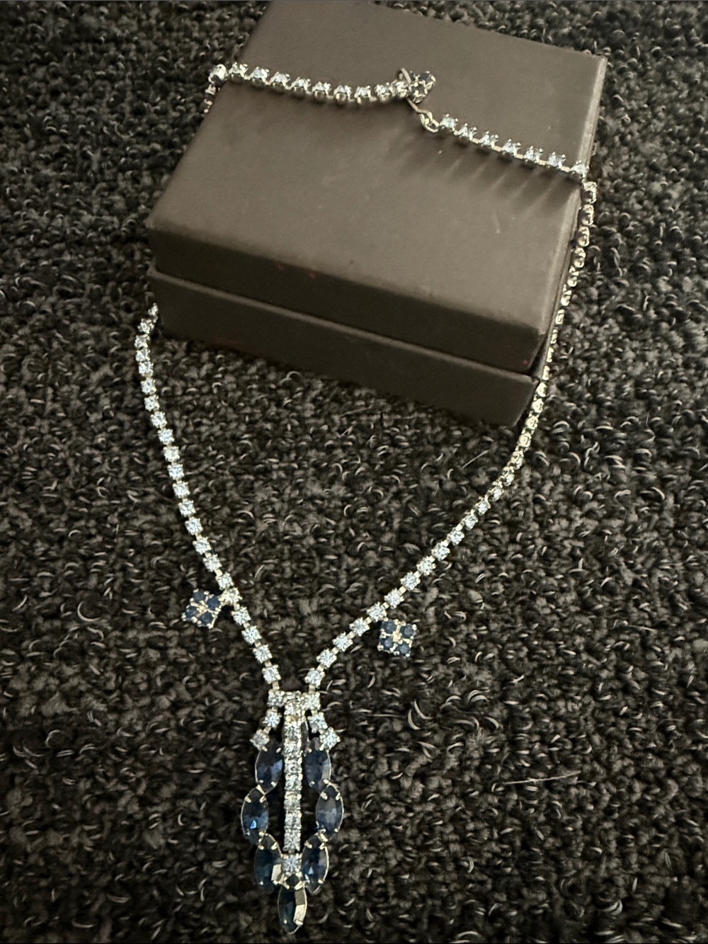 Elegant Blue Crystal Pendant Tennis Necklace - Women Jewelry vintage